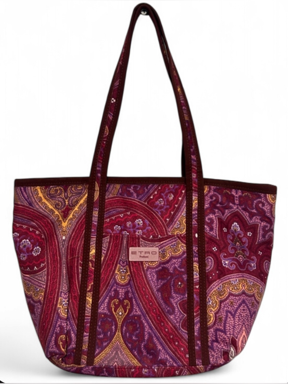NEW ETRO Milano Profumi Paisley Velvet Tote Bag Purple Burgundy - Made in Italy